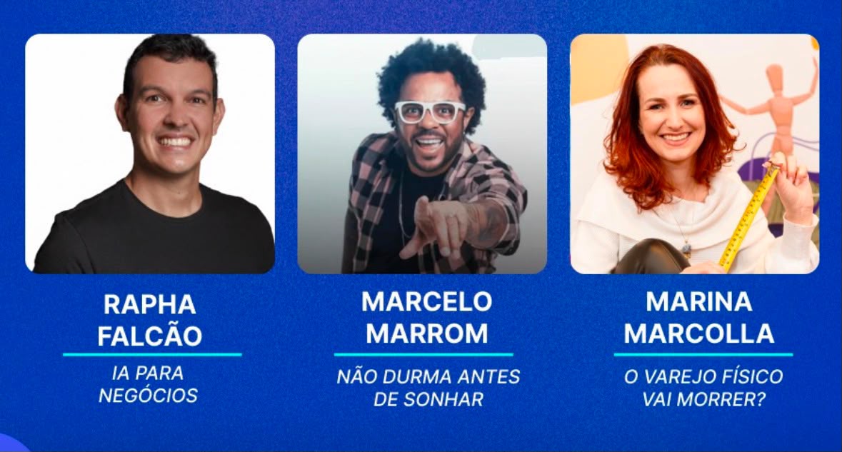Evento gratuito do Sebrae reúne Marcelo Marrom, Marina Marcolla e Rapha Falcão em dois dias de imersão para empresários